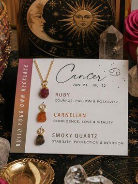 Customizable Raw Crystal Necklace - Cancer